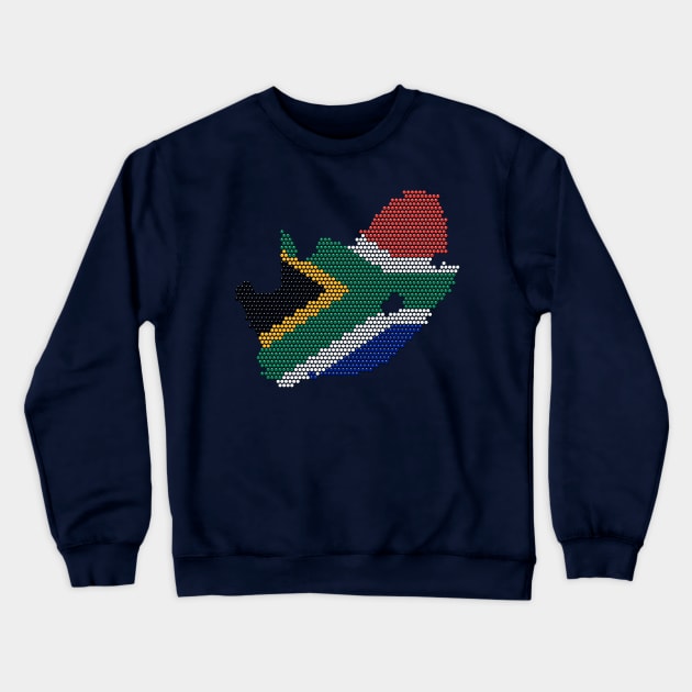 South Africa Flag Map Traditional BeadWork Effect Crewneck Sweatshirt by BraaiNinja